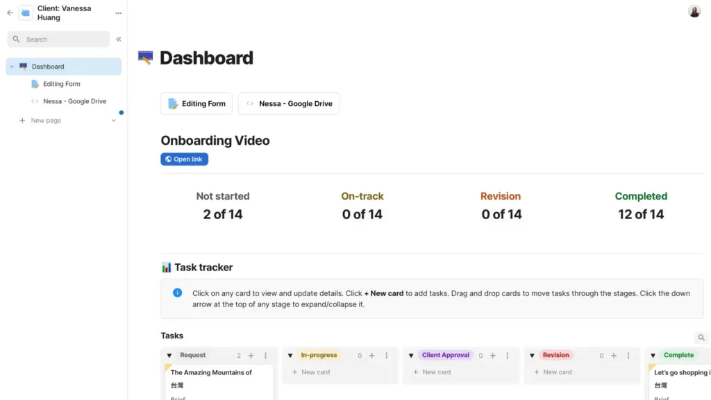 Client Dashboard Page